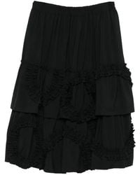 COMME DES GARÇON BLACK - Gelaagde Midi-Rok Met Ruches - Lyst