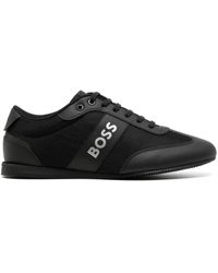 BOSS - Logo-print Faux-leather Sneakers - Lyst