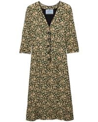 Prada - Embroidered Printed Sable Dress - Lyst
