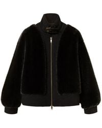 Twinset - Faux-Fur And Wool Cloth Bomber Jacket - Lyst