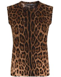 Dolce & Gabbana - Leo-Print Wool Top - Lyst