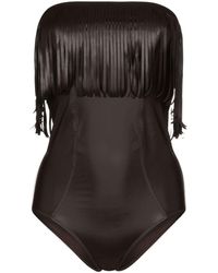 Lisa Marie Fernandez Bañador Imaan con flecos - Marrón