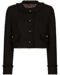 Dolce & Gabbana - Dg-buttons Cropped Tweed Jacket - Lyst
