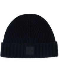 Stone Island - Logo-Patch Ribbed-Knit Beanie Hat - Lyst