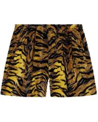 KENZO - Tiger-Print Velvet Bermuda Shorts - Lyst