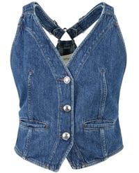 Sportmax - Buckle-Strap Denim Waistcoat - Lyst