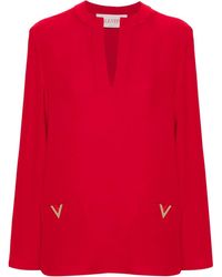 Valentino Garavani - V-logo Silk Blouse - Lyst