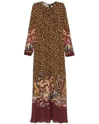 Etro - Robe Longue À Imprimé Léopard Et Bordures Fleuries - Lyst