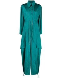 Alberta Ferretti - Taffeta Drawstring-Waist Jumpsuit - Lyst