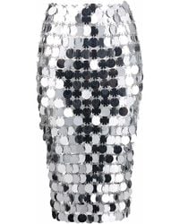 Rabanne - Mirror-Effect Sequin Midi Skirt - Lyst