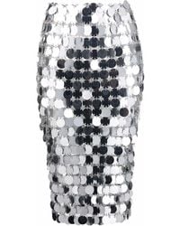 Rabanne - Mirror-Effect Sequin Midi Skirt - Lyst