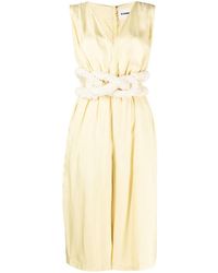 Jil Sander - Cut-Out Belted Satin Jumpsuit - Lyst