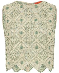 La DoubleJ - Aria Macramé Cropped Blouse - Lyst