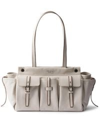 Prada - Route Large Leather Tote Bag - Lyst
