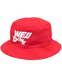 we11done Logo-print Bucket Hat - Red