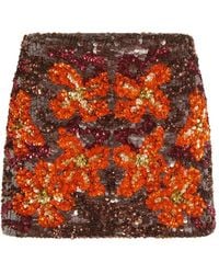 P.A.R.O.S.H. - Sequin-Embellished Floral Mini Skirt - Lyst