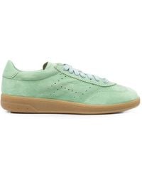 Santoni - Perforated-Detail Suede Sneakers - Lyst