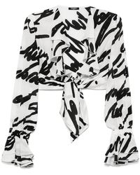 Balmain - Veste Crop À Imprimé Love Letter - Lyst
