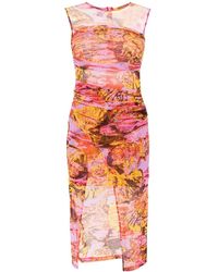 Pinko - Sea-print Midi Dress - Lyst