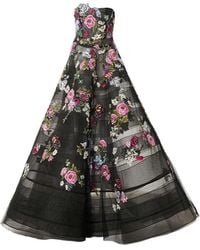 Carolina Herrera - Floral-Embroidered Maxi Dress - Lyst