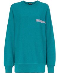 CALVIN KLEIN 205W39NYC Logo Embroidered Oversized Cotton Sweater - Green