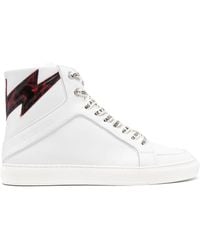 Zadig & Voltaire - High Flash Logo-embossed Leather High-top Trainers - Lyst