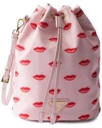 Prada - Re-Nylon Printed Drawstring Bucket Bag - Lyst