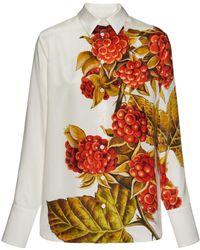 Ferragamo - Zijden Overhemd Met Botanische Print - Lyst