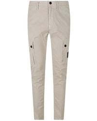 Stone Island - 3100034 Stretch Organic Broken Twill Cotton 'Old' Effect Slim-Fit Cargo Trousers With Zip Hand Pockets - Lyst