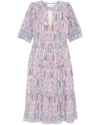 Ba&sh - Panissa Midi-Jurk Met Pofmouwen En Print - Lyst