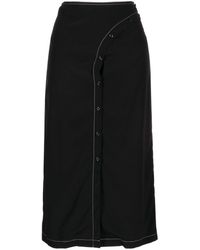 Low Classic - Curved-line Button Midi Skirt - Lyst