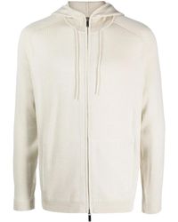 Emporio Armani - Ribbed-Knit Zip-Up Hoodie - Lyst