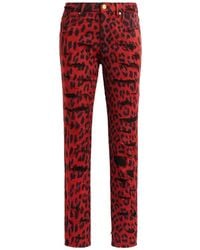 Roberto Cavalli - Leopard-Print Distressed Jeans - Lyst