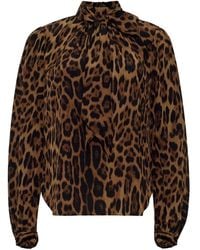 Adam Lippes - Joan Schluppenbluse mit Leoparden-Print - Lyst