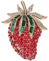Weekend by Maxmara - Crystal-Embellished Strawberry Brooch - Lyst