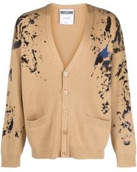 Moschino - Paint-Splatter Wool Cardigan - Lyst