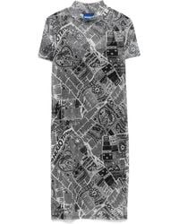 BOSS - Newspaper-Print Mesh Mini Dress - Lyst