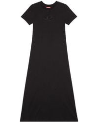 DIESEL - D-alin-od Katoenen Midi-jurk Met Uitgesneden Details - Lyst