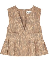 Ganni - Printed Cotton Top - Lyst