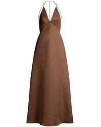 Alberta Ferretti - V-Neck Open-Back Maxi Dress - Lyst