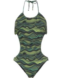 Amir Slama Waves print swimsuit - Verde
