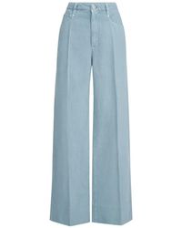 Brunello Cucinelli - Garment-Dyed Cotton And Linen Cover Loose Trousers With Monili - Lyst