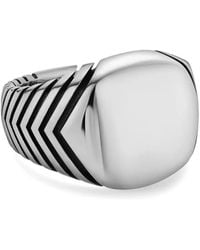 David Yurman - Sterling Chevron Signet Ring - Lyst