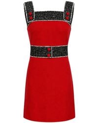 Dolce & Gabbana - Tweed-Trim A-Line Dress - Lyst