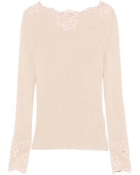 Valentino Garavani - Lace-Trim Ribbed Top - Lyst