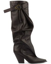 Elena Iachi - Slouchy Buckle-Strap Boots - Lyst