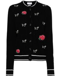 Thom Browne - Hector And Rose Embroidered Wool Cardigan - Lyst