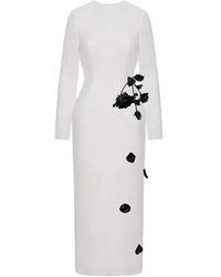 Cristina Savulescu - Rose-Appliqué Long-Sleeves Midi Dress - Lyst