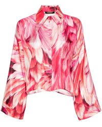 Roberto Cavalli - Feather-print Cropped Shirt - Lyst