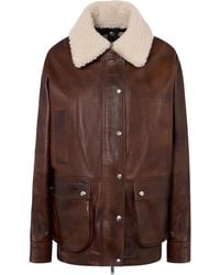 Halfboy - Shearling-Collar Leather Jacket - Lyst